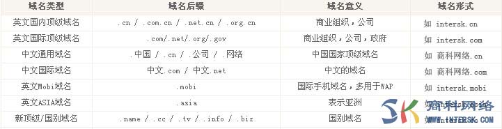 网站域名后缀